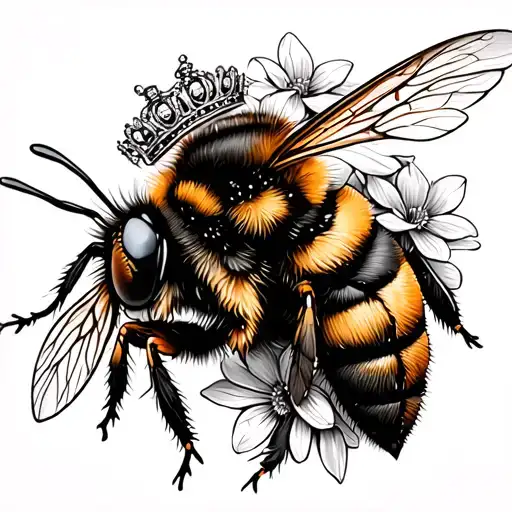 Bee With Flowers And Crown