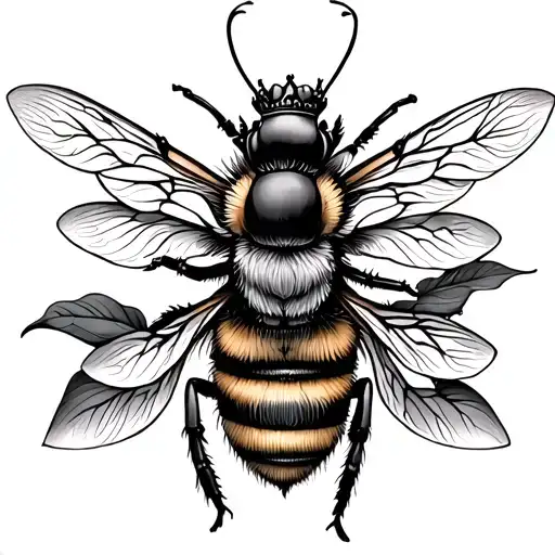 Bee With Lotus Flowers & Crown