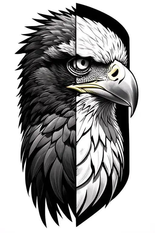 Half Eagle Half Human Face