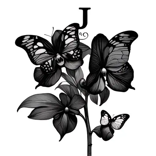 Orchid With The Letter J Butterflies