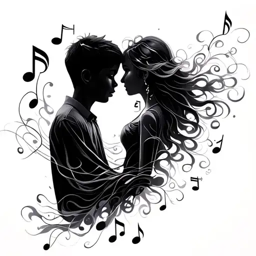 Boy And Girl Music Notes Flowing