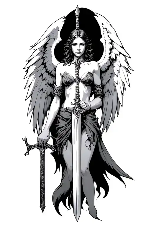 Dark Angel Holding A Sword