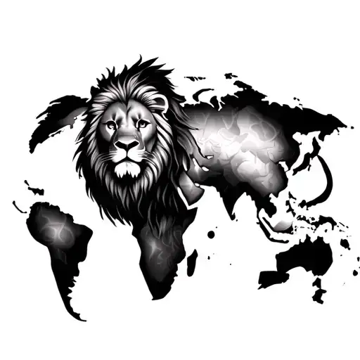 Lion And World Map