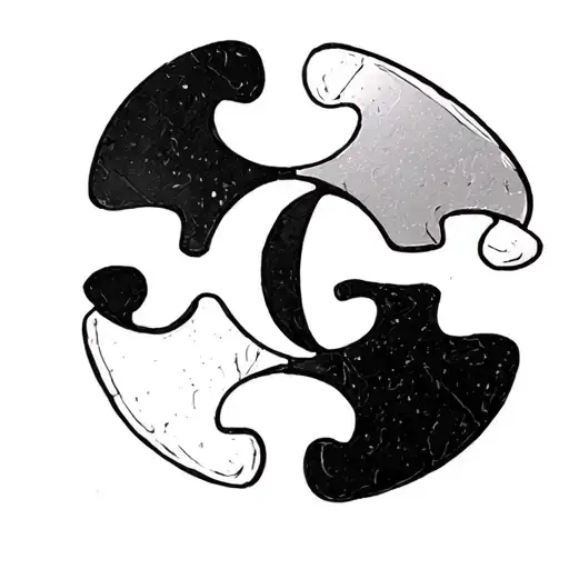 Puzzle Piece In Black And White With Letter G Inside
