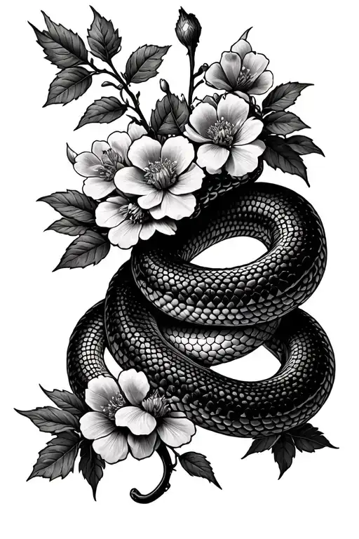 Flowering Brambles With A Snake Wrapped Around The Arm