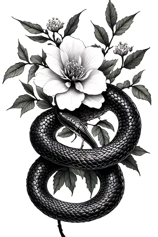 Flowering Brambles With A Snake Slithering