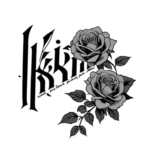 Text Ikkimel With Roses Background Black