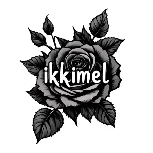 Text Name Ikkimel With Roses Background Black