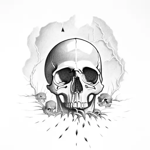 Skull Behind A Lighting Storm