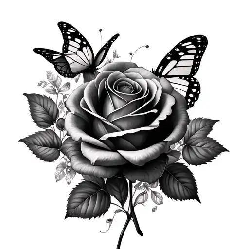 Flowers And Butterflies Rose