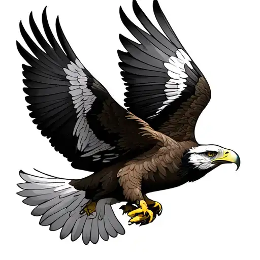 Eagle Landing Color Eyes Looking