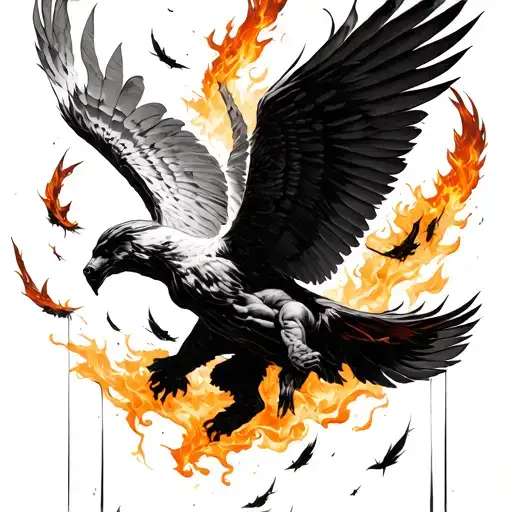 Icarus Falling Down With Burnt Feathers All Over And That Orangish Tint To The Feathers