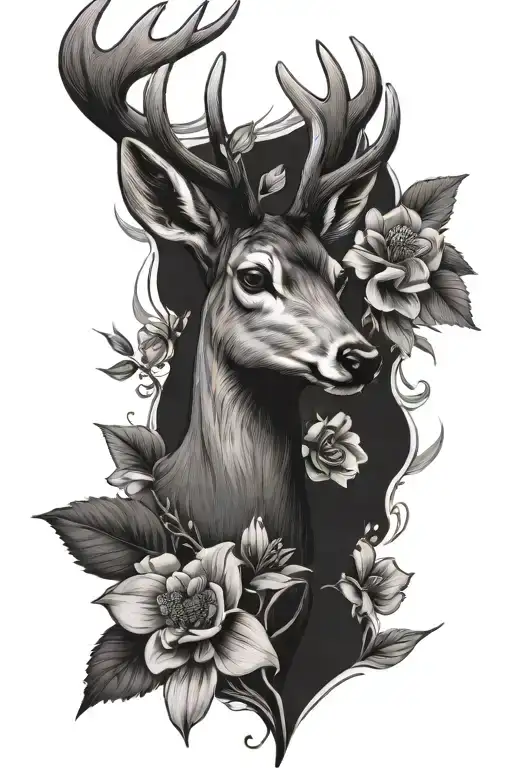 Deer And Flowers