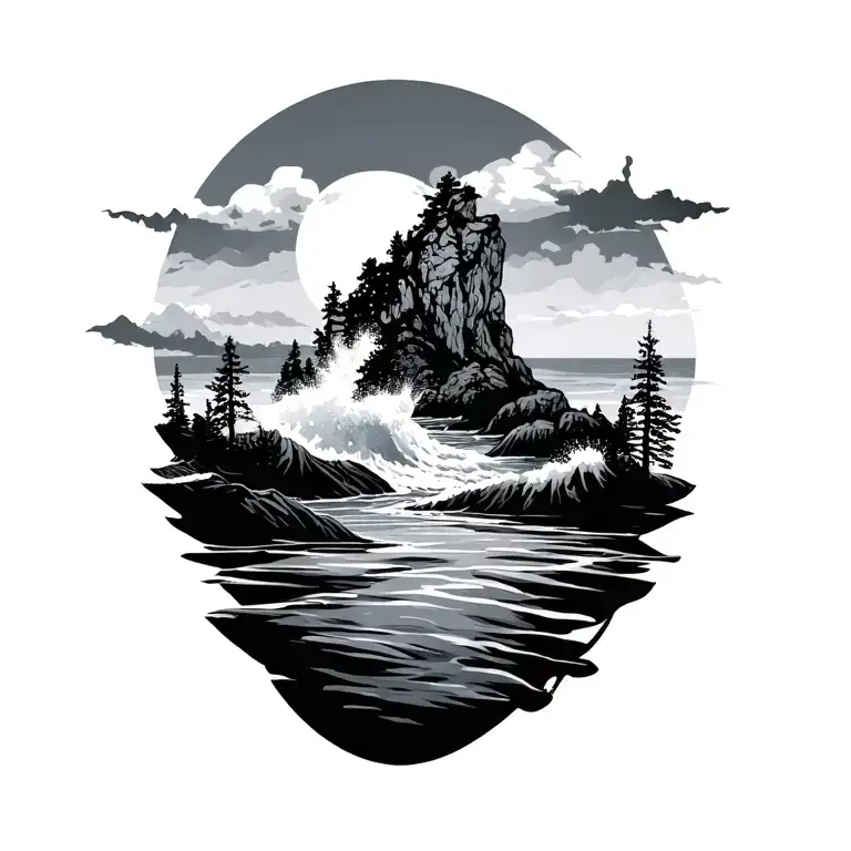 Maine Tatto With Topo Texture