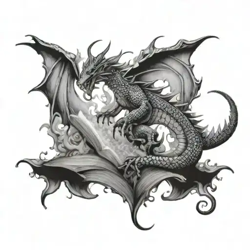 Book And Fire Breathing Dragon