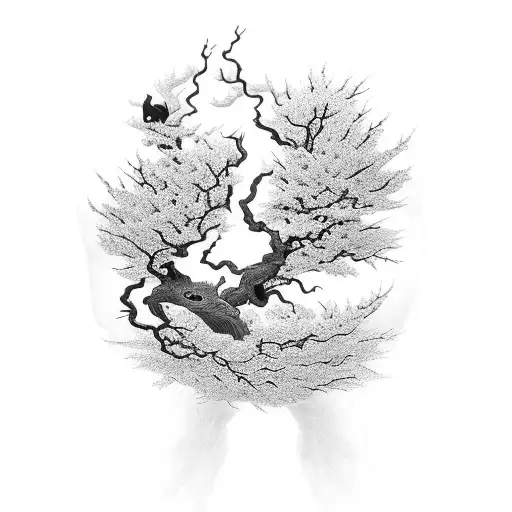 Intricate Black And Grey Karate Belt Unraveling Into Japanese Cherry Blossoms