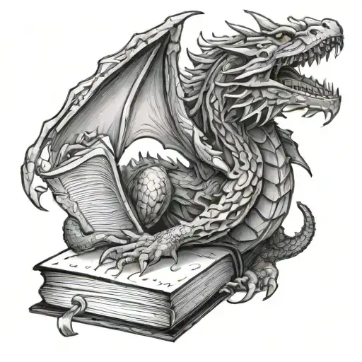 Book And Fire Breathing Dragon Breathing Fire