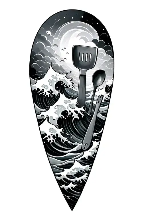 Ocean Waves And Kitchen Utensils