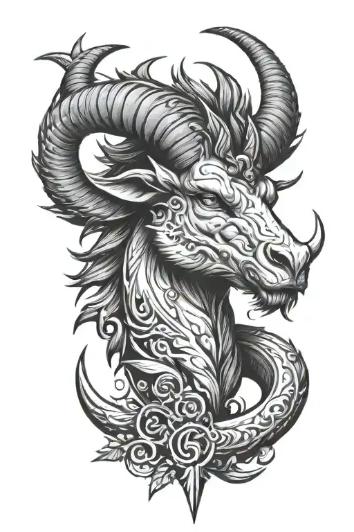 Capricorn Angry With A Dagger Around The Ground