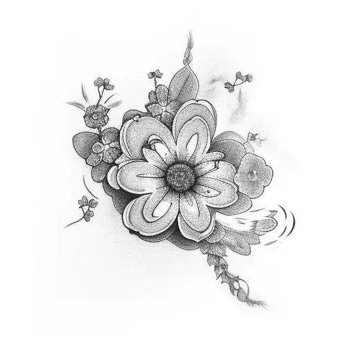 Forget Me Not Flower Intertwined With A Blue Bird In Flight