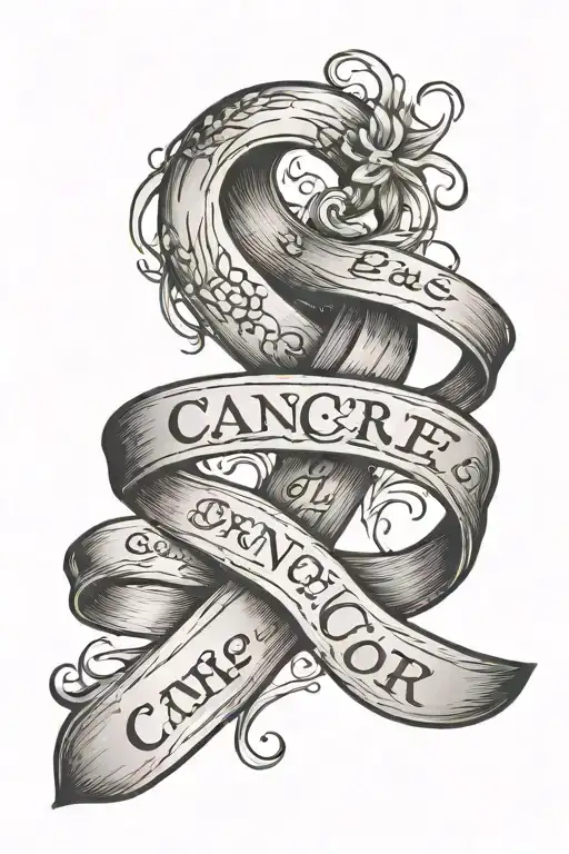 Cancer Ribbon And Quote Written