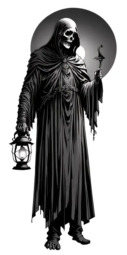 Grim Reaper Holding A Lantern And Something Related