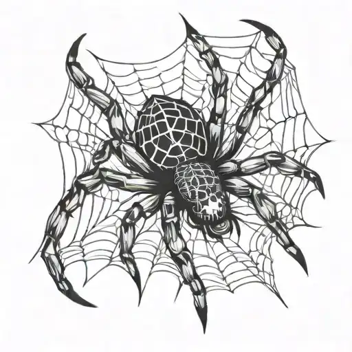 Spider Descending From Spider Web