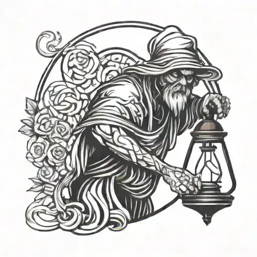 Dark Figure With A Lamp