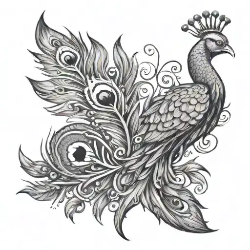 Trident With Peacock Feather