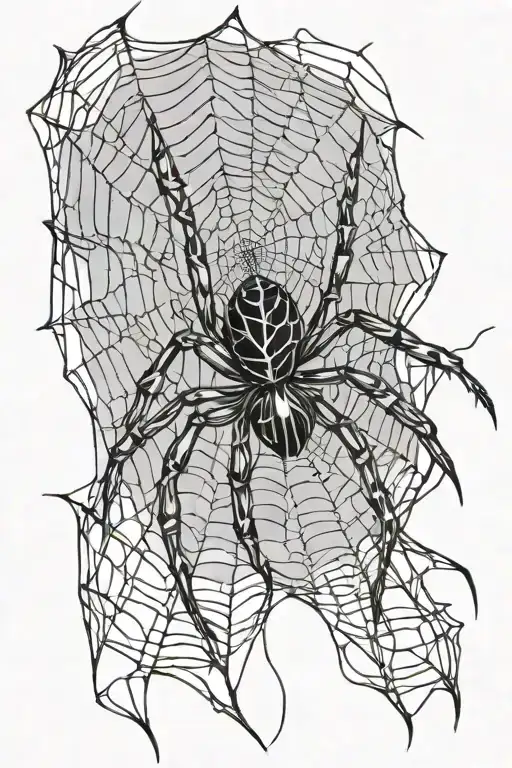 Spider And Web With Spider On