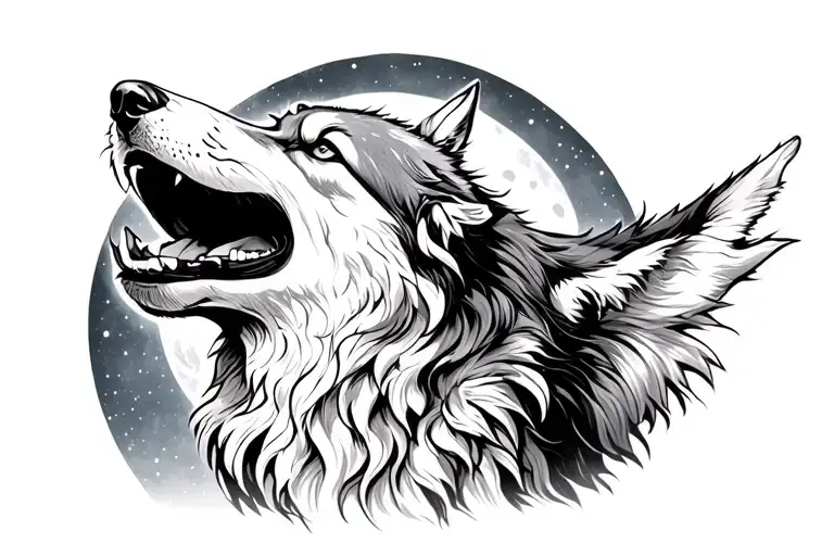 Hollistic Wolf Howling At The Moon