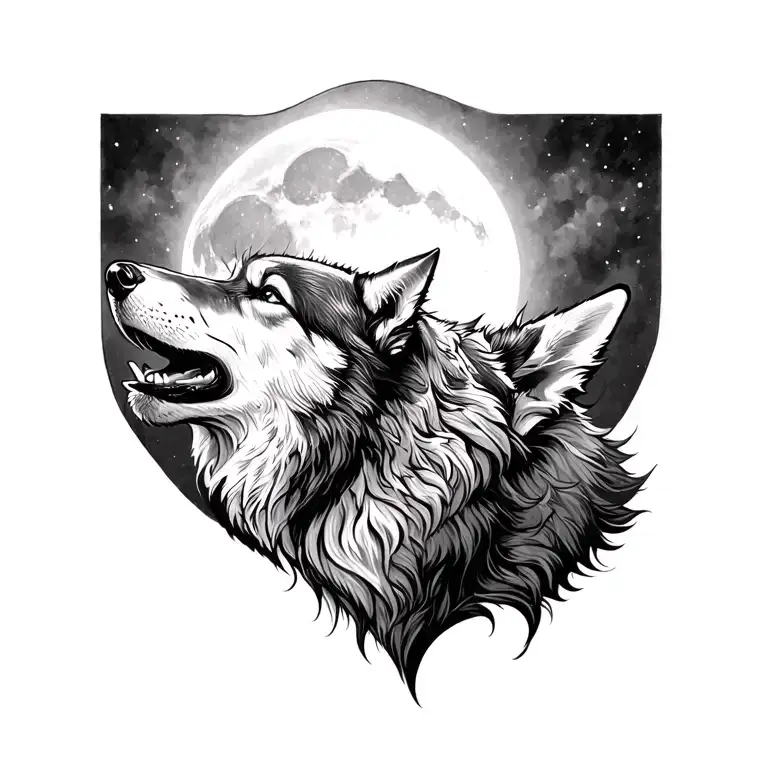 Hollistic Wolf Howling At The Moon