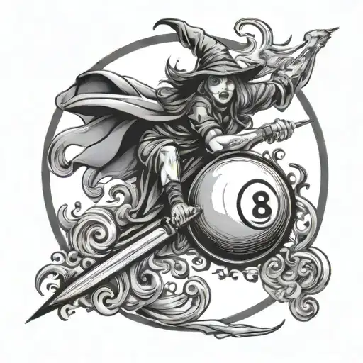 8 Ball And Witch Flying