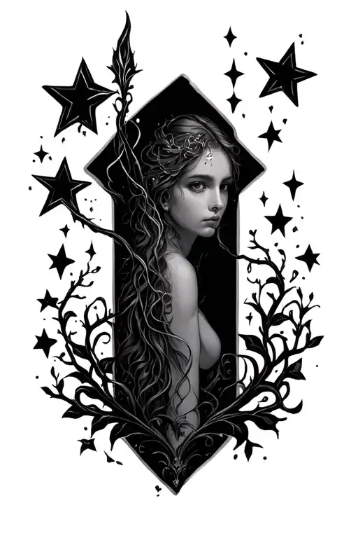 Wand And Dainty Vines Around Stars