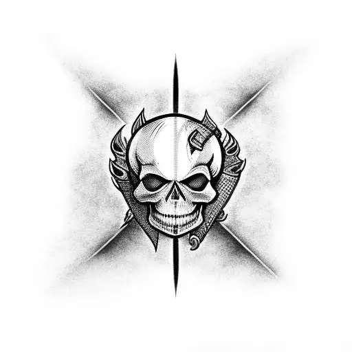 Checkered Flag With Flames And A Skull