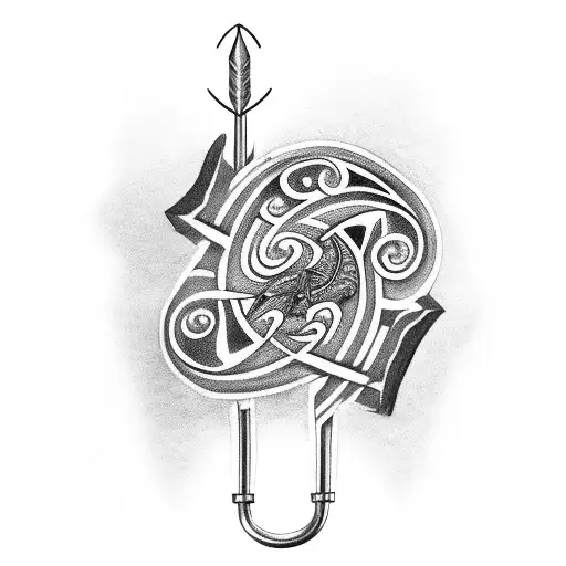 Maori Tattoo Represent An Arrow With A Hook At The Bottom