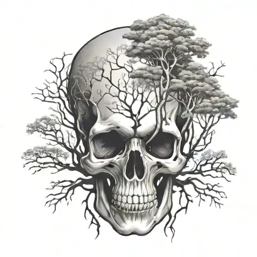 Skull And Trees Growing