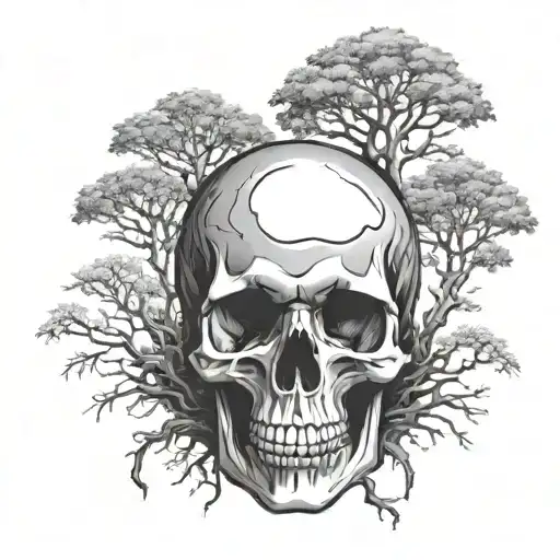 Skull And Trees Growing