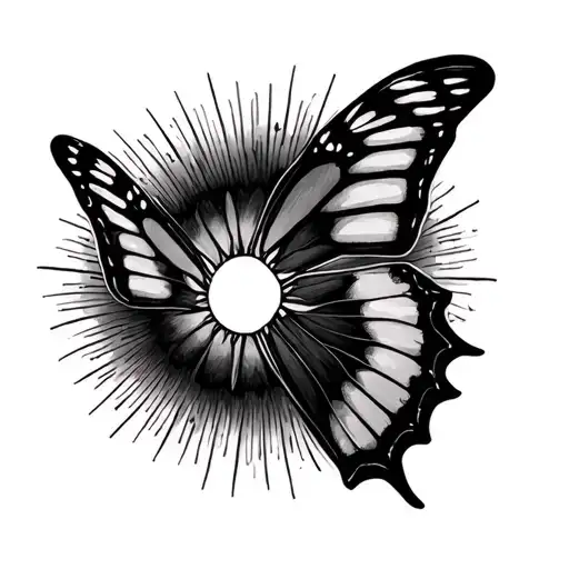 Butterfly Metamorphosis Stages With A Rising Sun