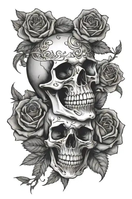 Skull And Roses Wrapped