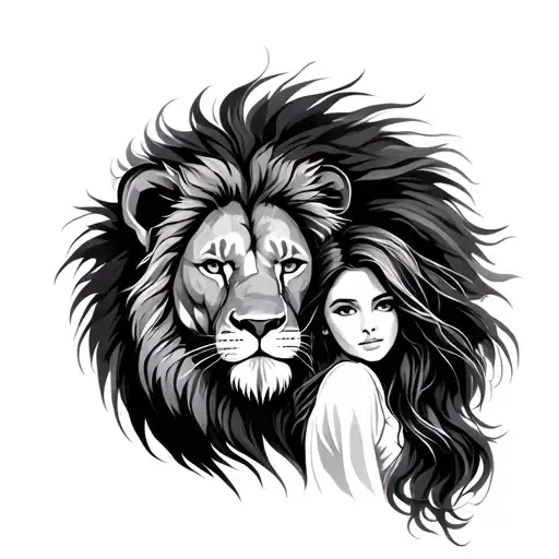 Lion With Girl