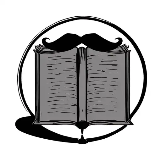 A Moustache Over A Closed Book Inside A Circle