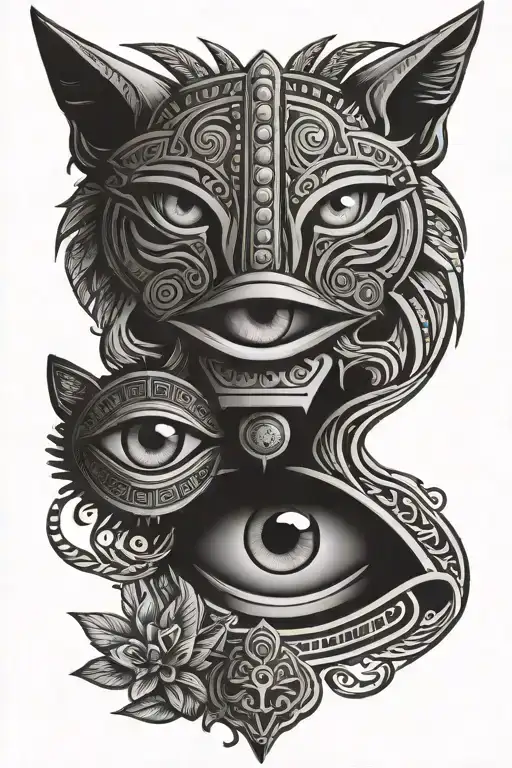 Mayan And Cats Eye Symbol Integrated