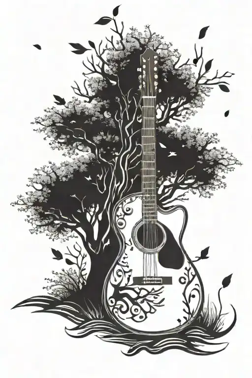 Guitar With Autumn Tree