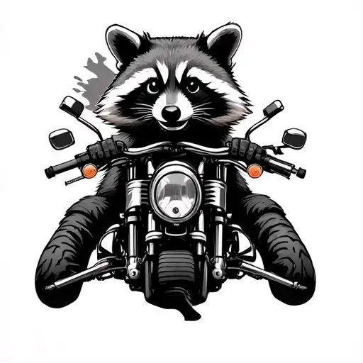 Tactical Military Racoon On Harley Davidson Motorcycle
