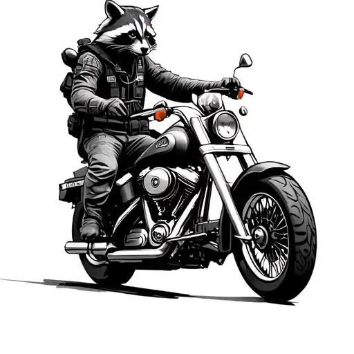 Tactical Military Racoon Riding Harley Davidson Motorcycle