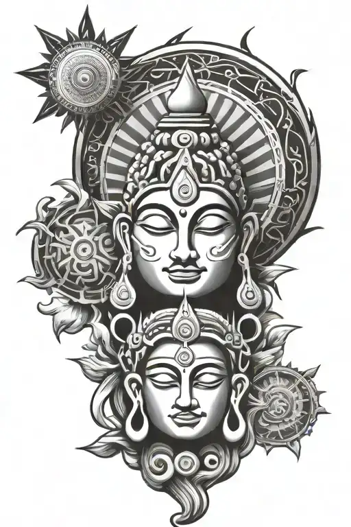 Sun And Mahadev Trishul And Damru