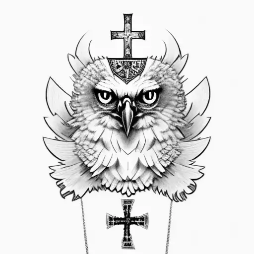 Harpy Eagle With Orthodox Cross