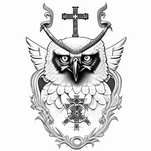 Harpy Eagle With Orthodox Cross