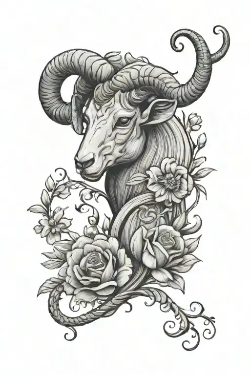 Aries Zodiac Flower Intertwined
